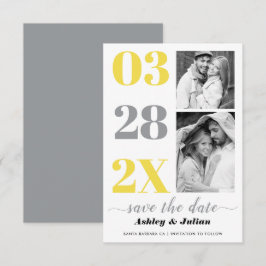 Moderne Gelb- und Grautypografie - zwei Foto Save The Date