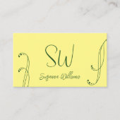 Moderne Gelb- und Grüntöne Verziert mit Monogramm Visitenkarte (Vorderseite)