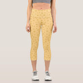 Moderne Gelb- und Tan-Polka-Dot-Fitness Capri Leggings (Vorderseite)