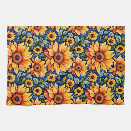 Moderne Gelbblüte Geschirrtuch (Horizontal)
