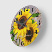 Moderne Gelbblüte Runde Wanduhr (Winkel)