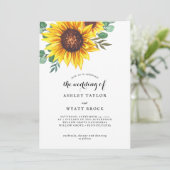 Moderne Gelbblütenhochzeit Einladung (Stehend Vorderseite)