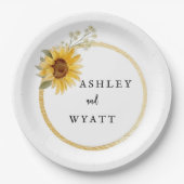 Moderne Gelbblütenhochzeit Pappteller (Vorderseite)