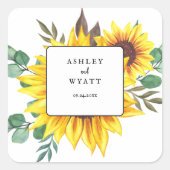 Moderne Gelbblütenhochzeit Quadratischer Aufkleber (Vorderseite)