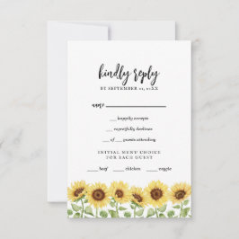 Moderne Gelbblütenhochzeit RSVP Karte