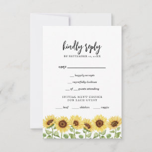 Moderne Gelbblütenhochzeit RSVP Karte