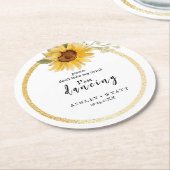 Moderne Gelbblütenhochzeit Runder Pappuntersetzer (Angewinkelt)