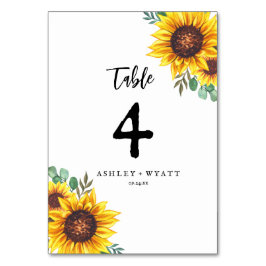 Moderne Gelbblütenhochzeit Tischnummer