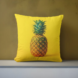 Moderne gelbe Ananas-Außenkissen | Tropisch Kissen
