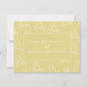 Moderne Gelbe Babydusche Dankeskarte (Vorderseite)