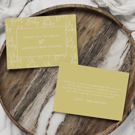 Moderne Gelbe Babydusche Dankeskarte