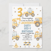 Moderne gelbe Bauweise dreiteiliger Geburtstag Einladung (Vorderseite)