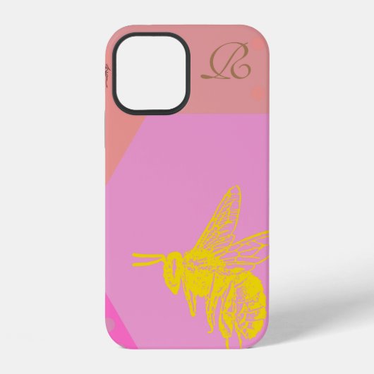 Moderne gelbe Biene Monogramm Case-Mate iPhone-Hül iPhone Hülle (Rückseite)