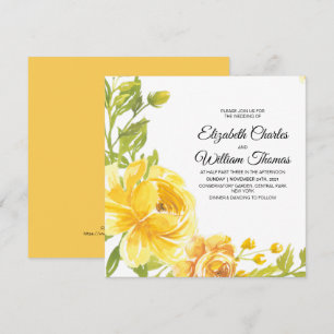 Moderne Gelbe Blume Hochzeit Einladung