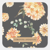 Moderne gelbe Blumen & Kraft Personalisiertes Gesc Quadratischer Aufkleber (Vorderseite)