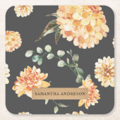 Moderne gelbe Blumen & Kraft Personalisiertes Gesc Rechteckiger Pappuntersetzer (Vorderseite)