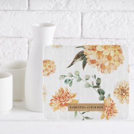 Moderne gelbe Blumen & Kraft Personalisiertes Gesc Schneidebrett