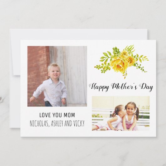 Moderne gelbe Blumen Muttertag blumengeschmücktes  Karte (Vorderseite)