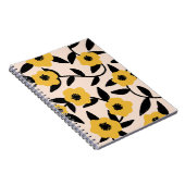 Moderne Gelbe Blumen Schwarzes Blätter Muster Notizblock (Rechte Seite)