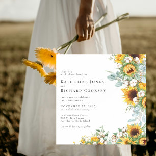 Moderne gelbe Blumen-Sonnenblumen-Hochzeit ohne El Einladung