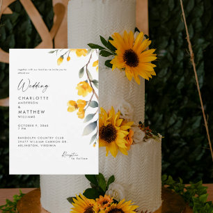 Moderne gelbe Blumen zusammen mit der Hochzeit Einladung