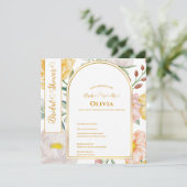Moderne gelbe Blumenbogen-Braut-zu-Sein-Dusche (Stehend Vorderseite)