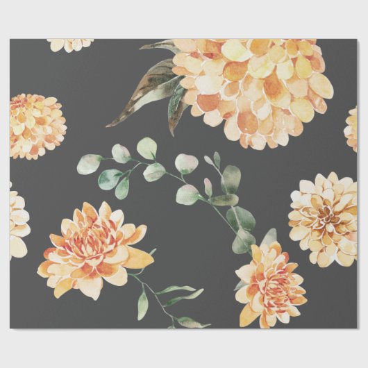 Moderne gelbe Blumenmuster Geschenkpapier (Flach)