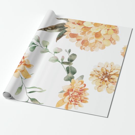 Moderne gelbe Blumenmuster Geschenkpapier (Ungerollt)