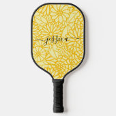 Moderne gelbe Blumenschrift Name Pickleball Paddel Pickleball Schläger (Vorderseite)
