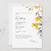 Moderne gelbe Blüte zusammen mit Hochzeit Einladung (Vorderseite)
