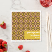 Moderne gelbe braune Muster Retro Custom Wedding Serviette (Beispiel)