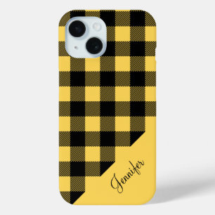 Moderne gelbe Büffel-Karo-Muster Case-Mate iPhone Hülle