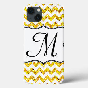 Moderne gelbe Chevron Girly Monogramm IPAD Hülle