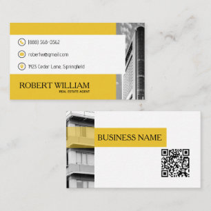 Moderne gelbe Eigentumswohnung QR Code Immobilienm Visitenkarte