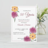 Moderne Gelbe Farbe Blumenmutter Geburtstag Einladung (Stehend Vorderseite)