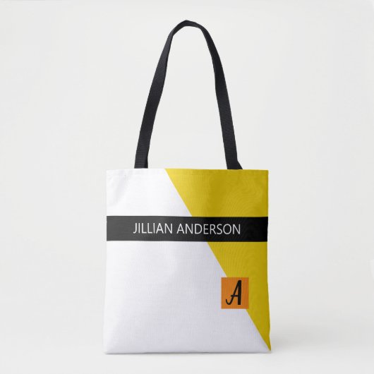 Moderne gelbe Farbe Mit Monogramm blockiert Tasche (Vorderseite)