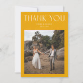 Moderne Gelbe Foto Hochzeit Danke Karte (Vorderseite)
