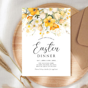 Moderne gelbe Frühlingsblumen-Oster-Dinner Einladung