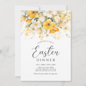 Moderne gelbe Frühlingsblumen-Oster-Dinner Einladung (Vorderseite)