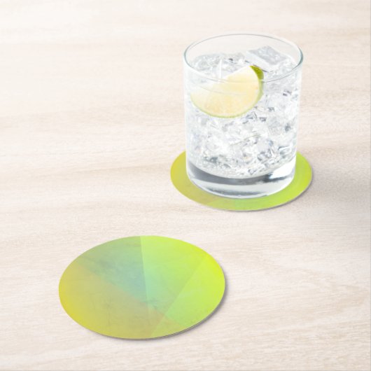 Moderne gelbe geometrische Gradation Runder Pappuntersetzer (Vor Ort)