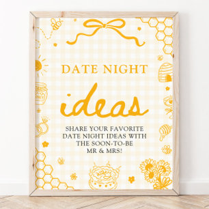 Moderne gelbe Gingham-Honigbiene Date Night Ideen Poster