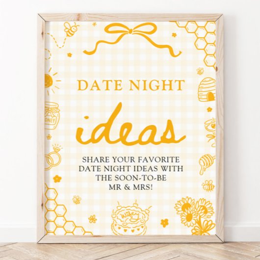 Moderne gelbe Gingham-Honigbiene Date Night Ideen Poster