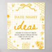 Moderne gelbe Gingham-Honigbiene Date Night Ideen Poster (Vorne)
