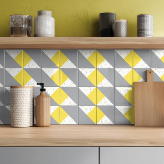 Moderne Gelbe Graue Terrazzo Fliese