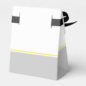 Moderne, gelbe, graue, weiße Jahrgangshochzeit Geschenkschachtel (Rückseite)