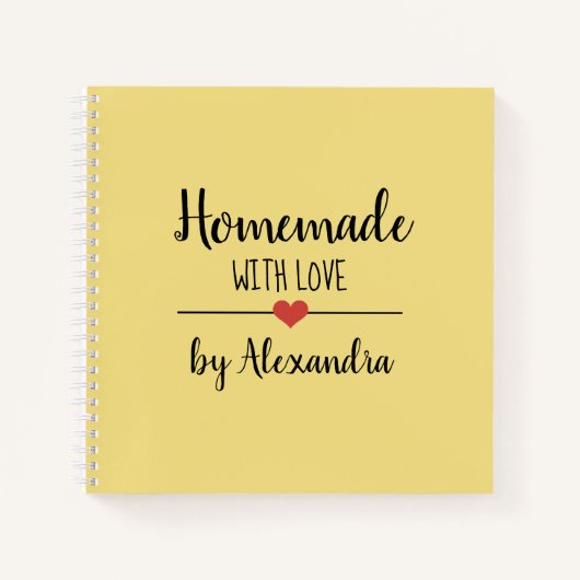 Moderne Gelbe helle Ausführung mit Liebe-Rezept-No Notizblock (Vorderseite)