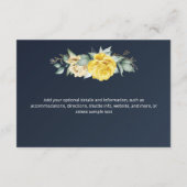 Moderne gelbe Hochzeit mit blühenden Blumen Begleitkarte (Rückseite)