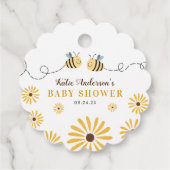 Moderne gelbe Hummel und Sonnenblumen Kinderdusche Geschenkanhänger (Rückseite)