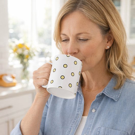 Moderne gelbe Kreis-Punkt-Muster Geometrie Kaffeetasse