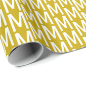 Moderne, gelbe, kundenspezifische Monogramm-Muster Geschenkpapier (Rolleneckpunkt)
